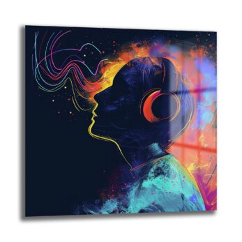 Sonsuz Melodi: Modern Soyut Müzik Temalı Temperli Cam Tablo - Glazella