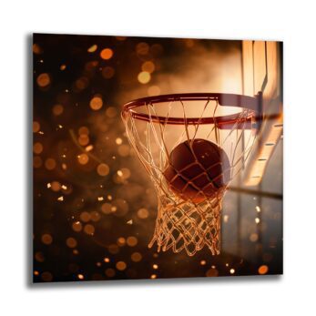 Altın Işıkta Zafer Atışı: Basketbol Tutkusu Cam Tablo - Glazella