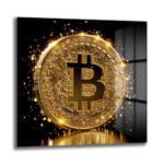 Dijital Altın Çağı: Parıltılı Bitcoin Modern Cam Tablo - Glazella