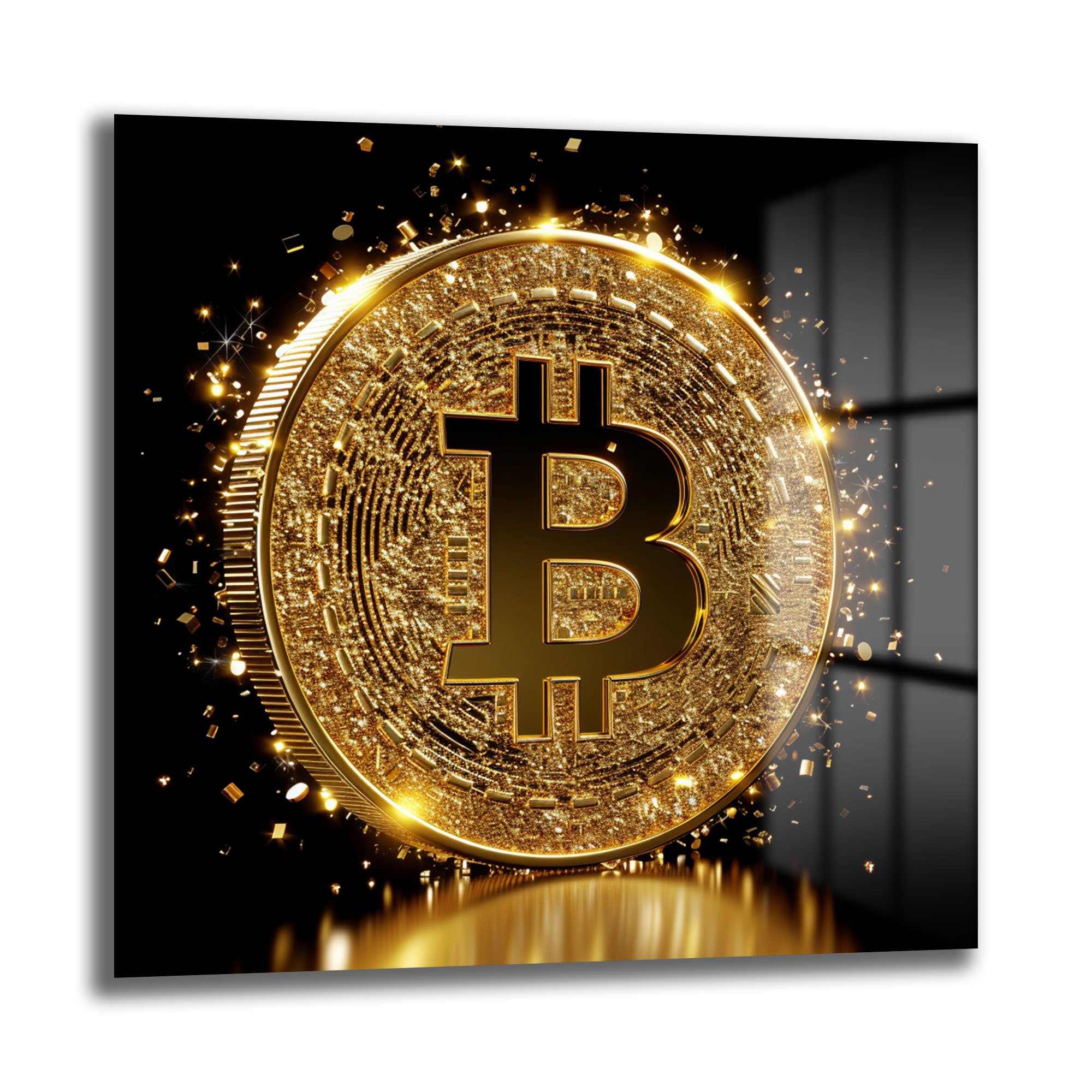 Dijital Altın Çağı: Parıltılı Bitcoin Modern Cam Tablo - Glazella Dijital Altın Çağı: Parıltılı Bitcoin Modern Cam Tablo - Glazella