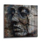 Derinliklerin Yüzü: Çatlak Dokulu Modern Sanat Cam Tablo - Glazella