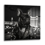 Şehirde Bir İkon: French Bulldog Rocker Cam Tablo - Glazella
