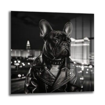 Şehirde Bir İkon: French Bulldog Rocker Cam Tablo - Glazella