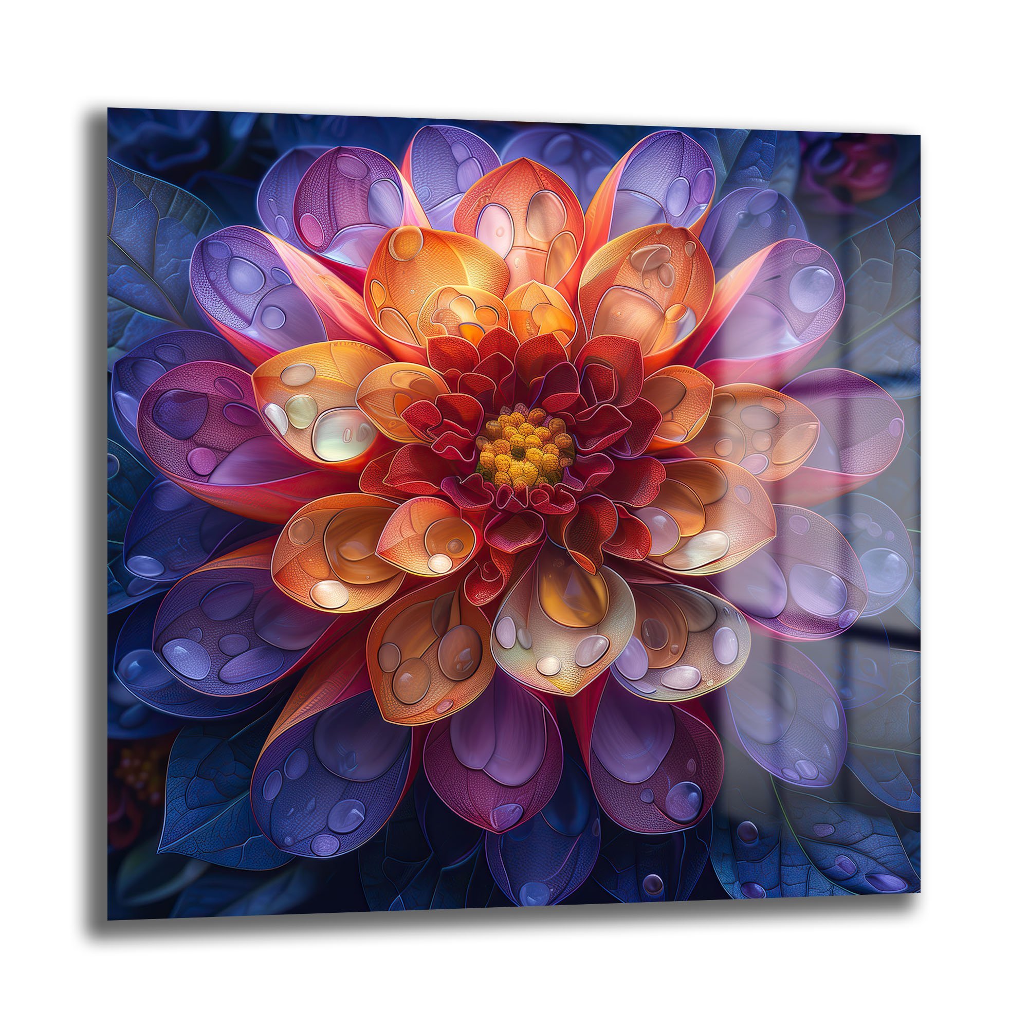 Rüya Gibi Damlalar: Canlı Renklerde Modern Çiçek Cam Tablo Duvar Dekoru cam tablo, duvar sanatı, modern dekorasyon, soyut sanat, cam sanat eserleri, iç mekan dekorasyonu, ofis dekorasyonu, ev dekorasyonu, restoran dekorasyonu, cafe dekorasyonu, cam baskı, UV baskı, estetik duvar sanatı
