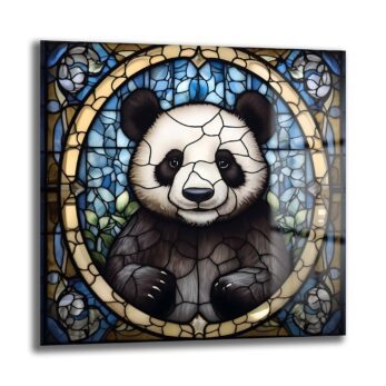 Büyülü Vitray Panda Cam Tablo: Modern Sanat ve Huzurun Buluştuğu Duvar Dekoru - Glazella