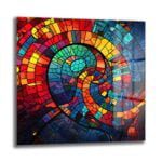Renkli Spiral Dansı: Modern Vitray Tarzı Temperli Cam Tablo - Glazella