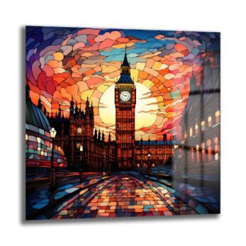 Londra'nın Ruhu: Big Ben Vitray Sanatı Temperli Cam Tablo - Glazella