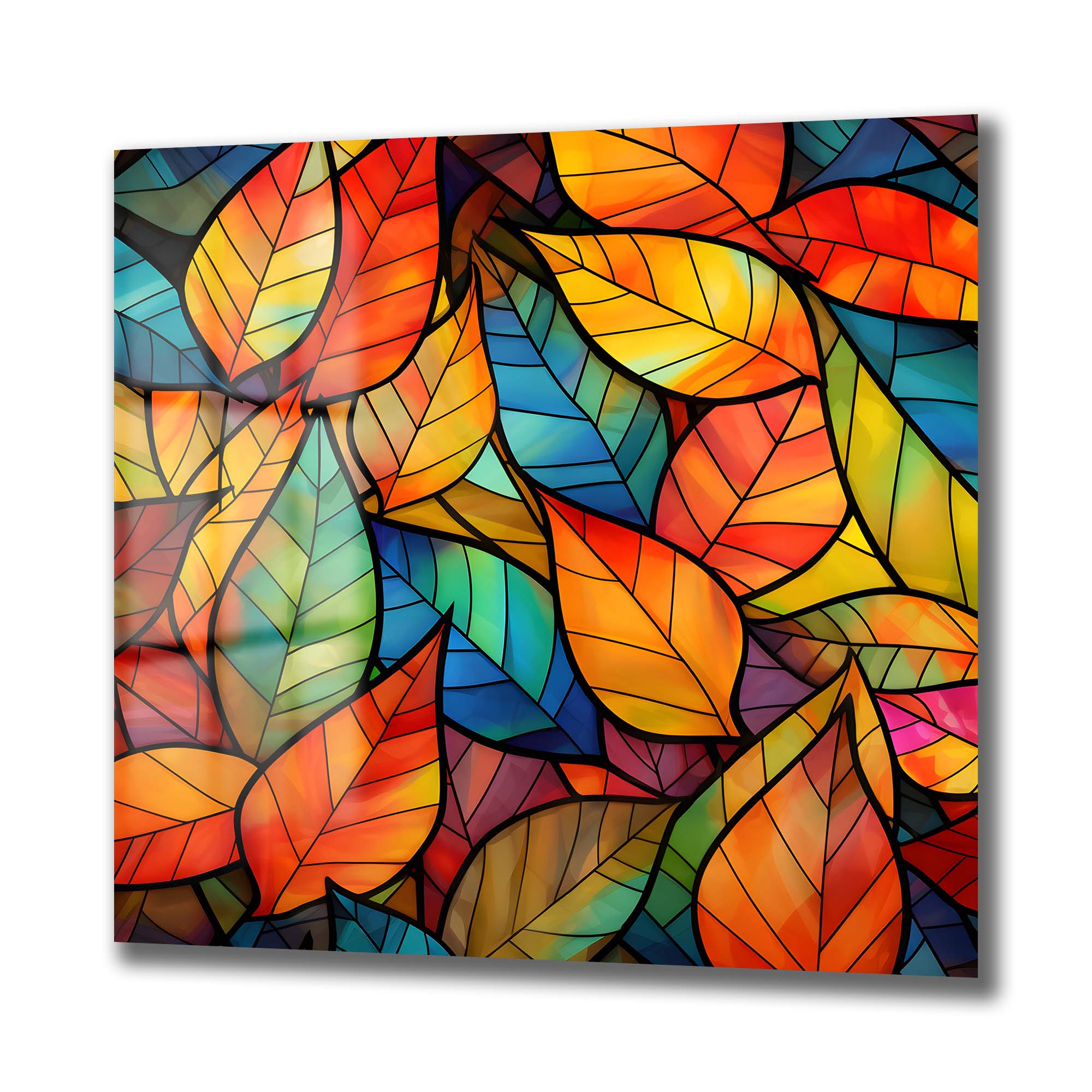 Sonbahar Rüyası: Renkli Yapraklar Stained Glass Cam Tablo Duvar Dekoru cam tablo, duvar sanatı, modern dekorasyon, soyut sanat, cam sanat eserleri, iç mekan dekorasyonu, ofis dekorasyonu, ev dekorasyonu, restoran dekorasyonu, cafe dekorasyonu, cam baskı, UV baskı, estetik duvar sanatı