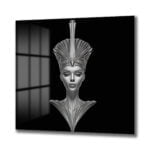 Antik Zarafet, Fütüristik Işıltı: Nefertiti Temalı Gümüş Cam Tablo Duvar Dekoru cam tablo, duvar sanatı, modern dekorasyon, soyut sanat, cam sanat eserleri, iç mekan dekorasyonu, ofis dekorasyonu, ev dekorasyonu, restoran dekorasyonu, cafe dekorasyonu, cam baskı, UV baskı, estetik duvar sanatı