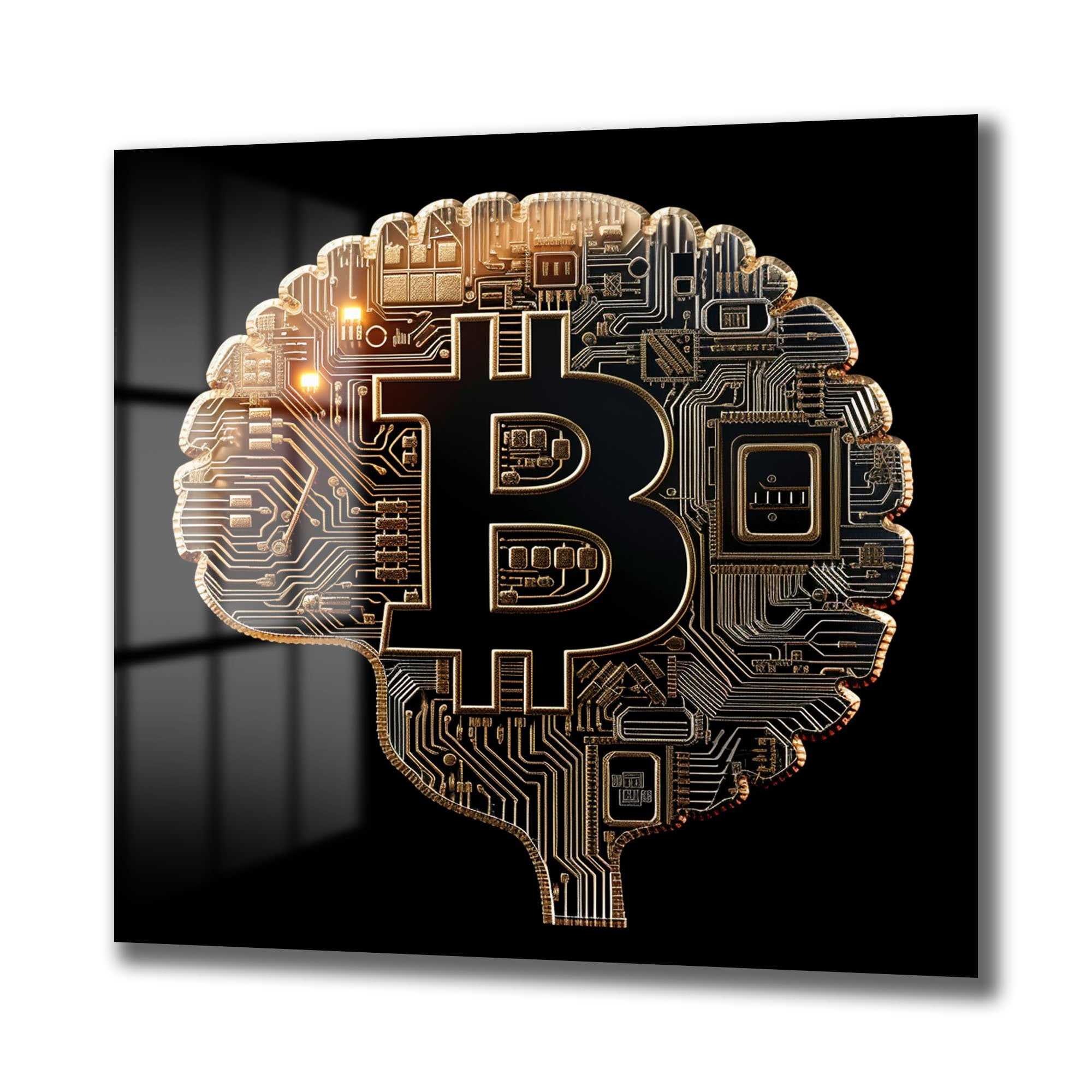 Kripto Zeka: Bitcoin ve Teknoloji Temalı Modern Cam Tablo Duvar Dekoru cam tablo, duvar sanatı, modern dekorasyon, soyut sanat, cam sanat eserleri, iç mekan dekorasyonu, ofis dekorasyonu, ev dekorasyonu, restoran dekorasyonu, cafe dekorasyonu, cam baskı, UV baskı, estetik duvar sanatı