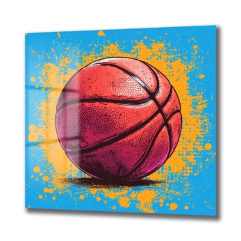 Enerjik Basketbol Rüyası: Modern Pop Art Cam Tablo - Glazella