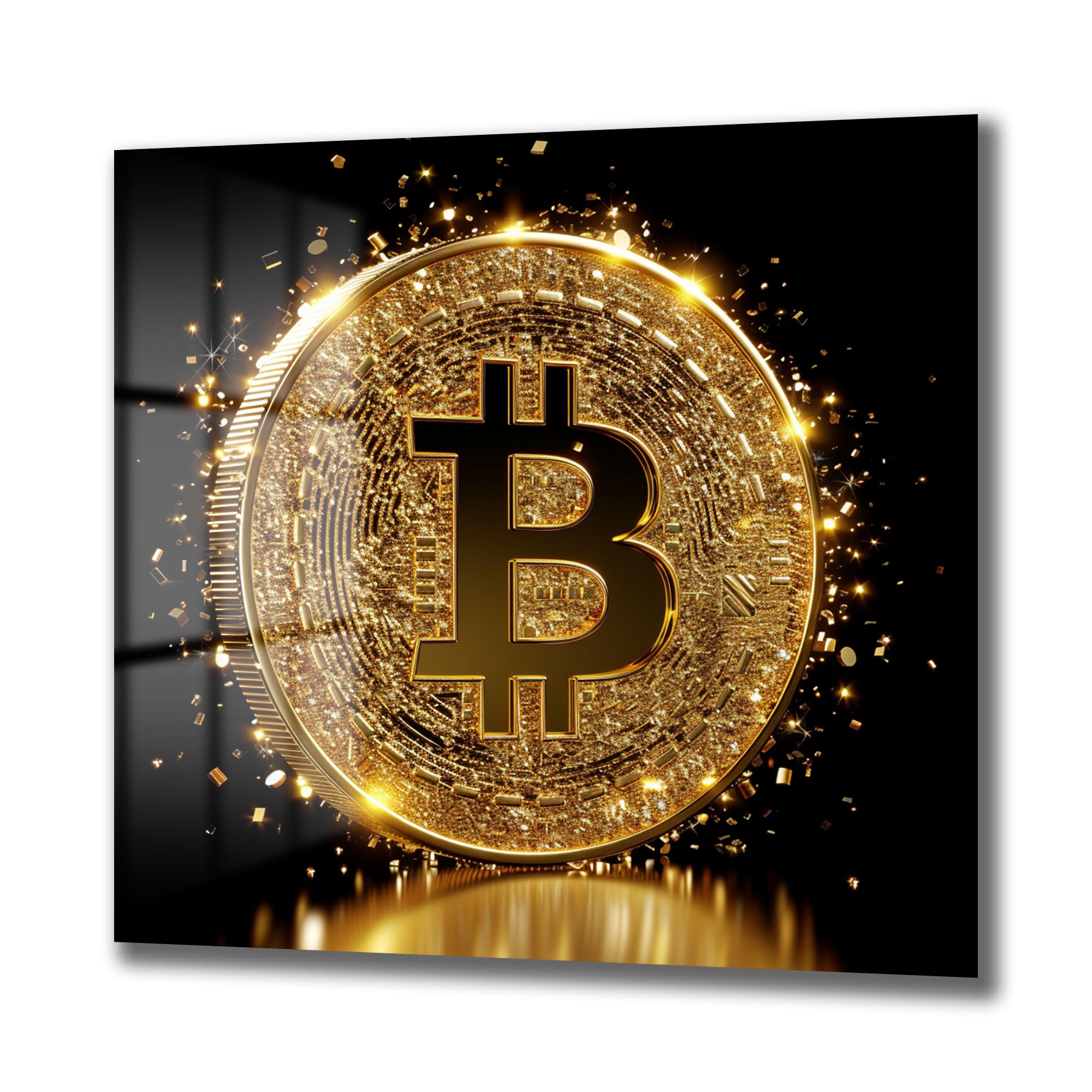 Dijital Altın Çağı: Parıltılı Bitcoin Modern Cam Tablo - Glazella Dijital Altın Çağı: Parıltılı Bitcoin Modern Cam Tablo - Glazella