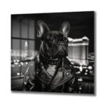 Şehirde Bir İkon: French Bulldog Rocker Cam Tablo Duvar Dekoru cam tablo, duvar sanatı, modern dekorasyon, soyut sanat, cam sanat eserleri, iç mekan dekorasyonu, ofis dekorasyonu, ev dekorasyonu, restoran dekorasyonu, cafe dekorasyonu, cam baskı, UV baskı, estetik duvar sanatı