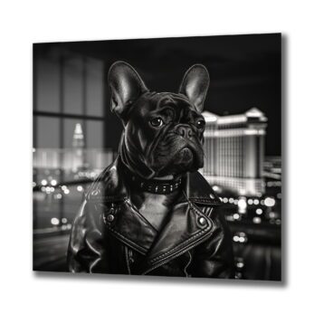 Şehirde Bir İkon: French Bulldog Rocker Cam Tablo - Glazella
