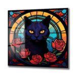 Esrarengiz Gözler: Kedi ve Güller Cam Tablo - Art Nouveau Dokunuşu Duvar Dekoru cam tablo, duvar sanatı, modern dekorasyon, soyut sanat, cam sanat eserleri, iç mekan dekorasyonu, ofis dekorasyonu, ev dekorasyonu, restoran dekorasyonu, cafe dekorasyonu, cam baskı, UV baskı, estetik duvar sanatı