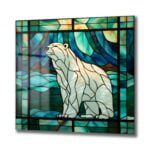 Buzların Hükümdarı: Stained Glass Kutup Ayısı Temperli Cam Tablo Duvar Dekoru cam tablo, duvar sanatı, modern dekorasyon, soyut sanat, cam sanat eserleri, iç mekan dekorasyonu, ofis dekorasyonu, ev dekorasyonu, restoran dekorasyonu, cafe dekorasyonu, cam baskı, UV baskı, estetik duvar sanatı