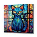 Gizemli Vitray Kedi: Sanatsal Temperli Cam Tablo Duvar Dekoru cam tablo, duvar sanatı, modern dekorasyon, soyut sanat, cam sanat eserleri, iç mekan dekorasyonu, ofis dekorasyonu, ev dekorasyonu, restoran dekorasyonu, cafe dekorasyonu, cam baskı, UV baskı, estetik duvar sanatı
