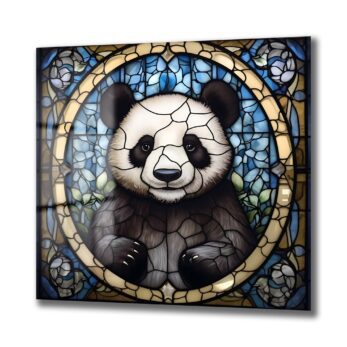 Büyülü Vitray Panda Cam Tablo: Modern Sanat ve Huzurun Buluştuğu Duvar Dekoru - Glazella