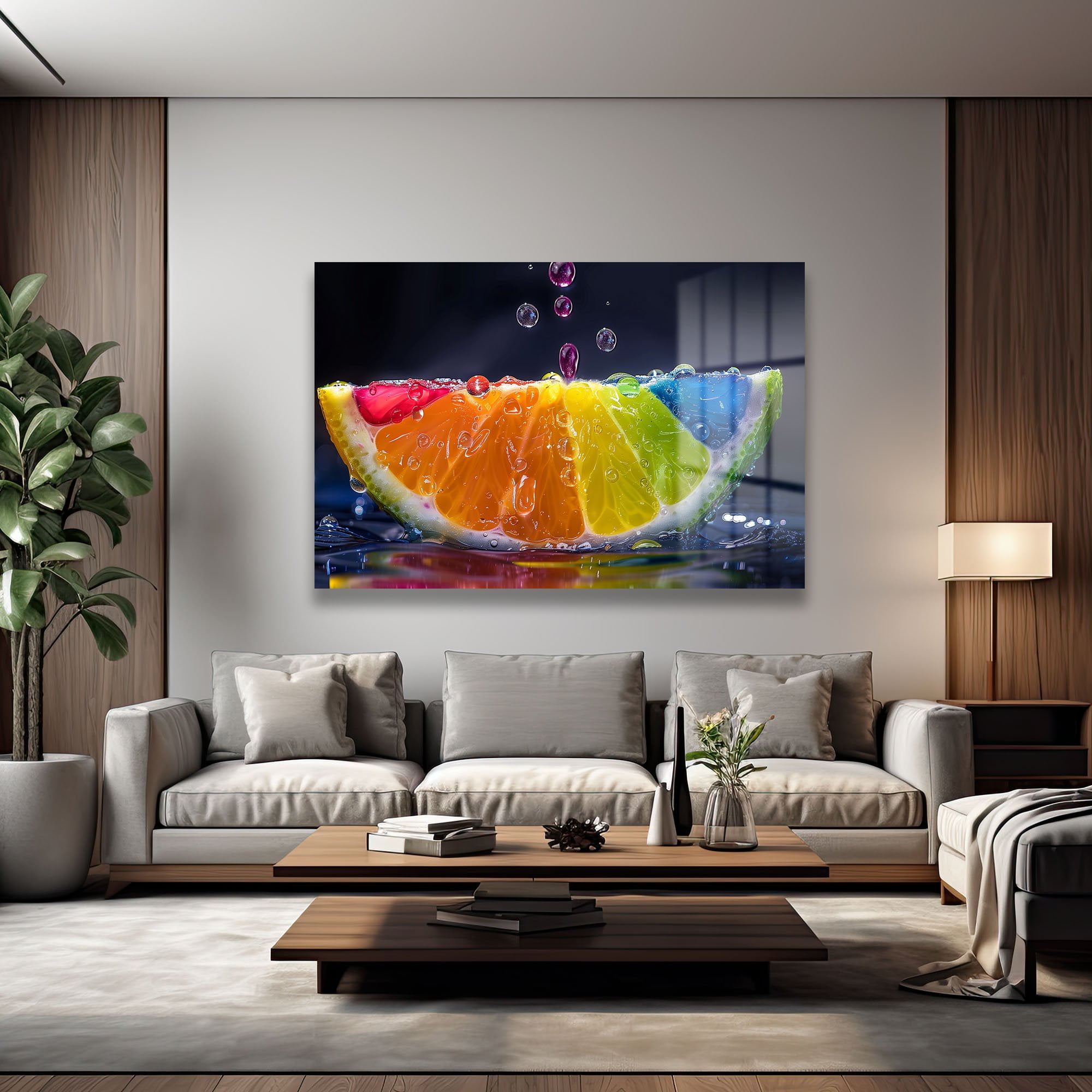 Canlı Renklerin Dansı: Dinamik Meyve Dilimi Cam Tablo Duvar Dekoru cam tablo, duvar sanatı, modern dekorasyon, soyut sanat, cam sanat eserleri, iç mekan dekorasyonu, ofis dekorasyonu, ev dekorasyonu, restoran dekorasyonu, cafe dekorasyonu, cam baskı, UV baskı, estetik duvar sanatı