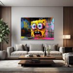 Sünger Bob'un Şaşkınlığı: Urban Graffiti Cam Tablo Duvar Dekoru Sünger Bob'un Şaşkınlığı: Urban Graffiti Cam Tablo Dekoratif Cam Tablo