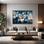 Derin Mavi Çiçekler: Parlak Yüzey Modern Cam Tablo Duvar Dekoru cam tablo, duvar sanatı, modern dekorasyon, soyut sanat, cam sanat eserleri, iç mekan dekorasyonu, ofis dekorasyonu, ev dekorasyonu, restoran dekorasyonu, cafe dekorasyonu, cam baskı, UV baskı, estetik duvar sanatı