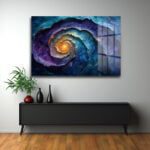 Galaktik Spiral: Mor Mavi Tonlarında Modern Soyut Cam Tablo Duvar Dekoru Galaktik Spiral: Mor Mavi Tonlarında Modern Soyut Cam Tablo Dekoratif Cam Tablo
