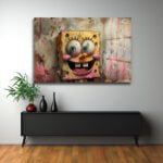 Neşeli Sünger: Pop Art Graffiti Tarzı Temperli Cam Tablo Duvar Dekoru Neşeli Sünger: Pop Art Graffiti Tarzı Temperli Cam Tablo Dekoratif Cam Tablo