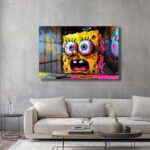 Sünger Bob'un Şaşkınlığı: Urban Graffiti Cam Tablo Duvar Dekoru Sünger Bob'un Şaşkınlığı: Urban Graffiti Cam Tablo Dekoratif Cam Tablo