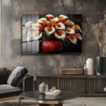 Ateşin Dansı: Kırmızı Vazoda Calla Zambakları Cam Tablo Duvar Dekoru cam tablo, duvar sanatı, modern dekorasyon, soyut sanat, cam sanat eserleri, iç mekan dekorasyonu, ofis dekorasyonu, ev dekorasyonu, restoran dekorasyonu, cafe dekorasyonu, cam baskı, UV baskı, estetik duvar sanatı