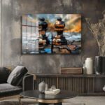 Stratejik Düşünce: Satranç Taşları Puzzle Efektli Modern Cam Tablo Duvar Dekoru Stratejik Düşünce: Satranç Taşları Puzzle Efektli Modern Cam Tablo Dekoratif Cam Tablo