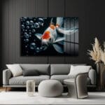 Koi Balığı Dansı: Derinlik ve Zarafet Sunan Modern Cam Tablo Duvar Dekoru Koi Balığı Dansı: Derinlik ve Zarafet Sunan Modern Cam Tablo Dekoratif Cam Tablo