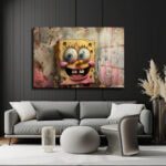 Neşeli Sünger: Pop Art Graffiti Tarzı Temperli Cam Tablo Duvar Dekoru Neşeli Sünger: Pop Art Graffiti Tarzı Temperli Cam Tablo Dekoratif Cam Tablo
