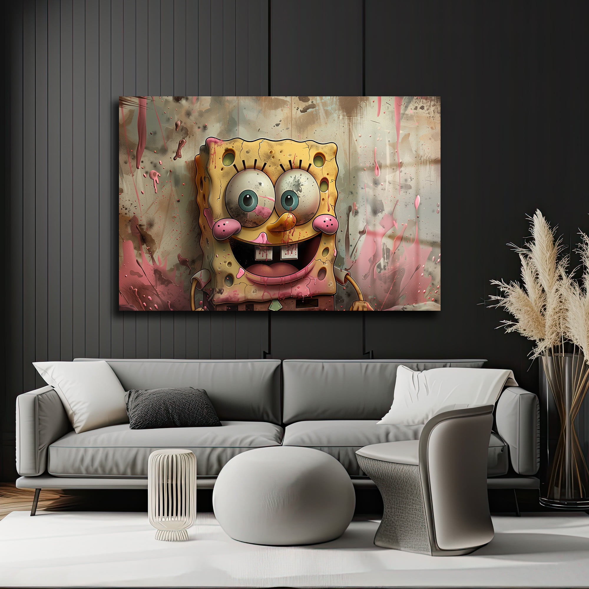 Neşeli Sünger: Pop Art Graffiti Tarzı Temperli Cam Tablo Duvar Dekoru Neşeli Sünger: Pop Art Graffiti Tarzı Temperli Cam Tablo - Görsel 6