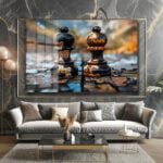 Stratejik Düşünce: Satranç Taşları Puzzle Efektli Modern Cam Tablo Duvar Dekoru Stratejik Düşünce: Satranç Taşları Puzzle Efektli Modern Cam Tablo Dekoratif Cam Tablo