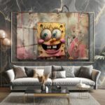 Neşeli Sünger: Pop Art Graffiti Tarzı Temperli Cam Tablo Duvar Dekoru Neşeli Sünger: Pop Art Graffiti Tarzı Temperli Cam Tablo Dekoratif Cam Tablo