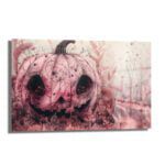 Gotik Pembe Balkabağı: Esrarengiz Halloween Cam Tablo - Glazella