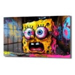 Sünger Bob'un Şaşkınlığı: Urban Graffiti Cam Tablo Duvar Dekoru Sünger Bob'un Şaşkınlığı: Urban Graffiti Cam Tablo Dekoratif Cam Tablo