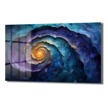 Galaktik Spiral: Mor Mavi Tonlarında Modern Soyut Cam Tablo - Glazella