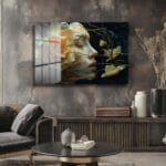 Ethereal Düşler: Sanatsal Kadın Profili ve Çiçek Temalı Cam Tablo Duvar Dekoru Ethereal Düşler: Sanatsal Kadın Profili ve Çiçek Temalı Cam Tablo Dekoratif Cam Tablo