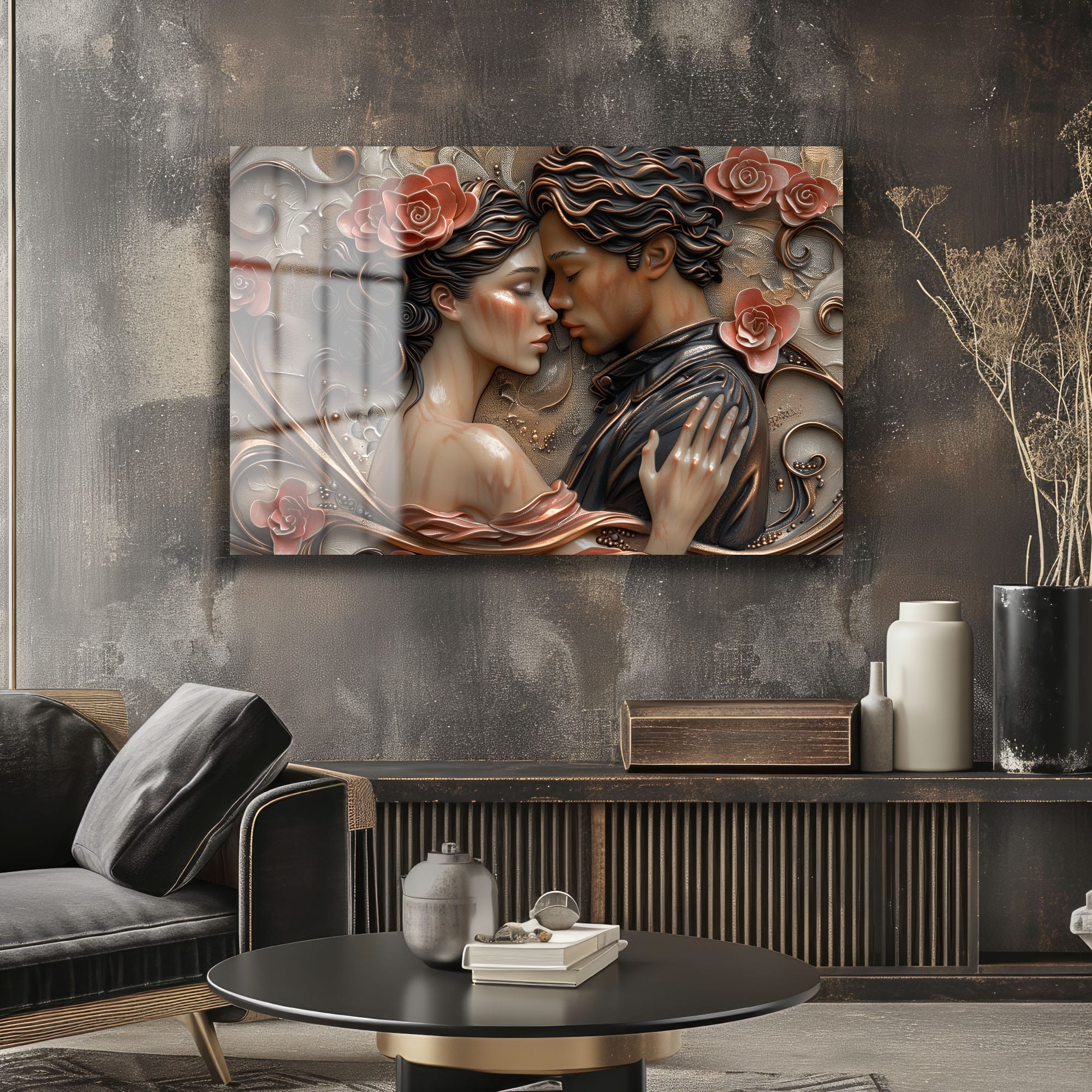 Aşkın Ebedi Dansı: Romantik Kabartma Cam Tablo Duvar Dekoru Aşkın Ebedi Dansı: Romantik Kabartma Cam Tablo - Görsel 5