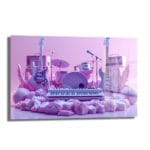 Rüya Gibi Sahne: Pastel Tonlarda Müzik Aletleri Modern Cam Tablo - Glazella