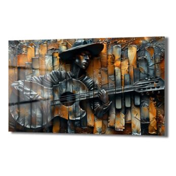 Alternative view of Melankolik Ritimler: Gitarist Soyut Dokulu Cam Tablo