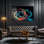 Neon Akım: Dinamik Soyut Cam Tablo Duvar Dekoru Neon Akım: Dinamik Soyut Cam Tablo Dekoratif Cam Tablo