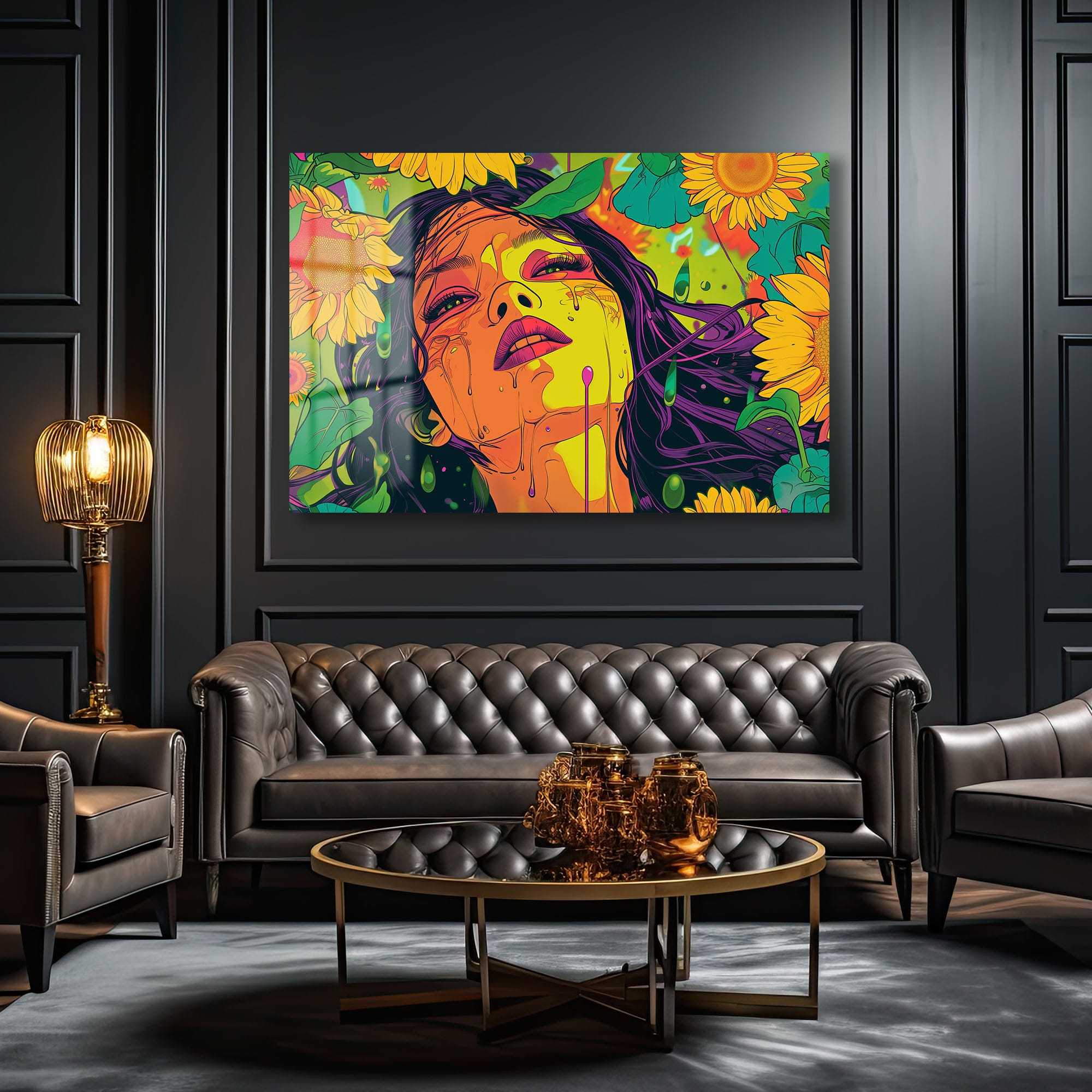 Günebakanın Gözyaşları: Canlı Pop Art Cam Tablo - Modern Duvar Dekorasyonu Duvar Dekoru Günebakanın Gözyaşları: Canlı Pop Art Cam Tablo - Modern Duvar Dekorasyonu - Görsel 5