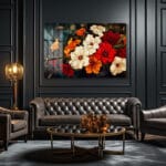 Büyüleyici Çiçek Buketi: Modern Sanat Cam Tablo Dekoratif Cam Tablo