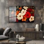 Büyüleyici Çiçek Buketi: Modern Sanat Cam Tablo Dekoratif Cam Tablo