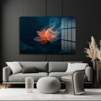 Alev Lotus: Mistisizm ve Zarafetin Buluştuğu Modern Cam Tablo - Glazella Alev Lotus: Mistisizm ve Zarafetin Buluştuğu Modern Cam Tablo - Glazella