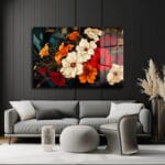 Büyüleyici Çiçek Buketi: Modern Sanat Cam Tablo Dekoratif Cam Tablo
