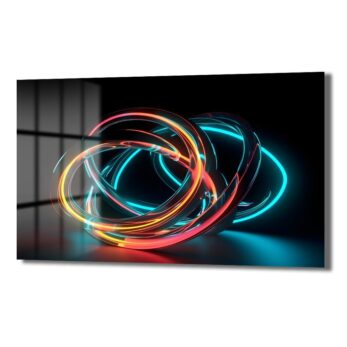 Neon Akım: Dinamik Soyut Cam Tablo - Glazella