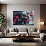 Kızıl Lotusların Gizemi: Modern Soyut Temperli Cam Tablo Duvar Dekoru Kızıl Lotusların Gizemi: Modern Soyut Temperli Cam Tablo Dekoratif Cam Tablo